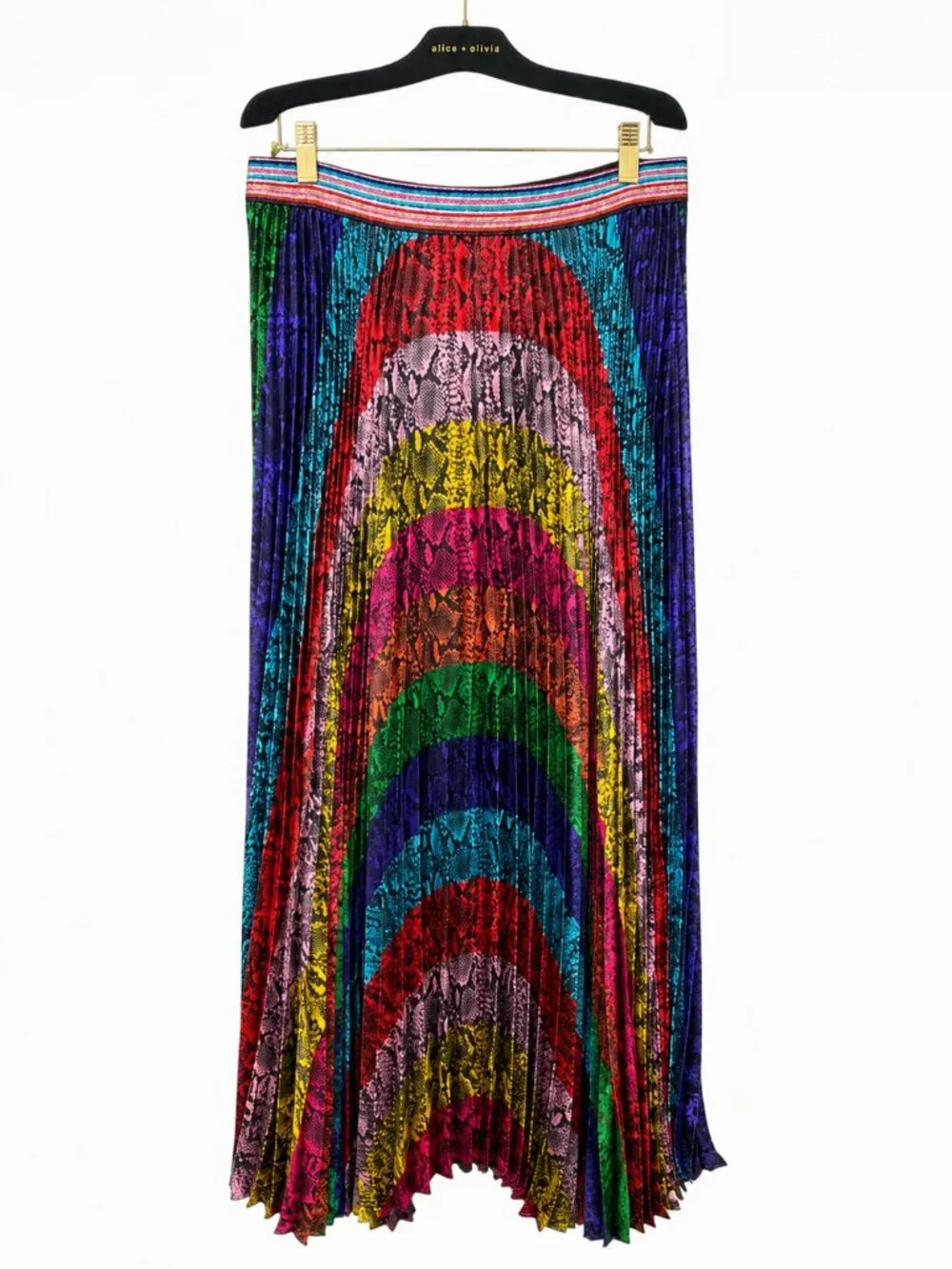 Alice + Olivia Katz Rainbow Snake Maxi Skirt Size 12
